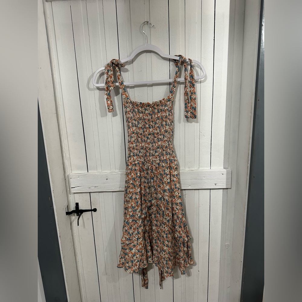 NWOT Altar'd State Floral Midi Dress with Tie Straps